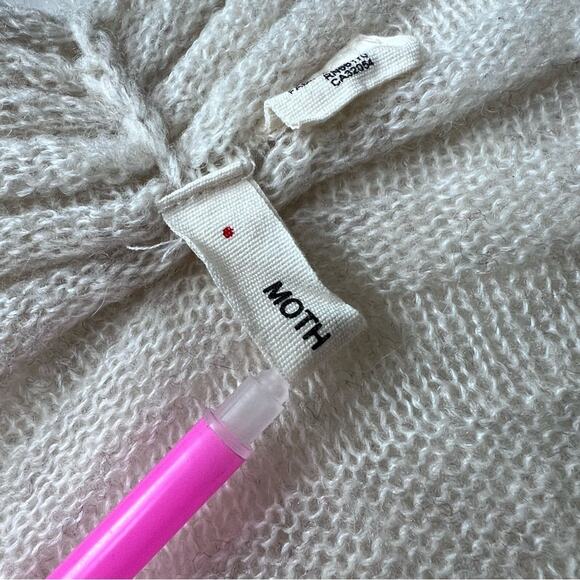 Anthropologie Moth Cardigan Women Small Oatmeal Cream Wool Blend Open Front - Picture 7 of 9